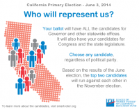 blue and red infographic "Who will Represent Us?