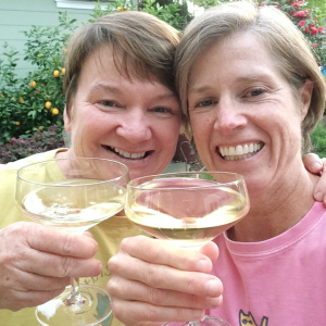 Joanne and Kathy celebrating