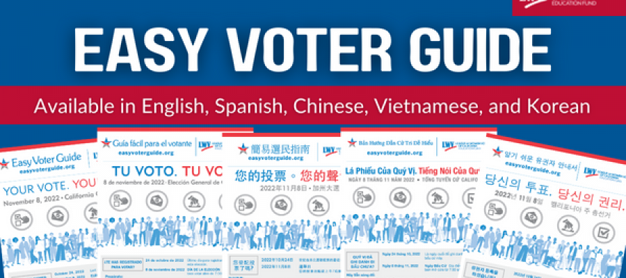 EASY VOTER GUIDE | Read / print your copy at easyvoterguide.org. Available in English, Spanish, Chinese, Vietnamese, and Korean.