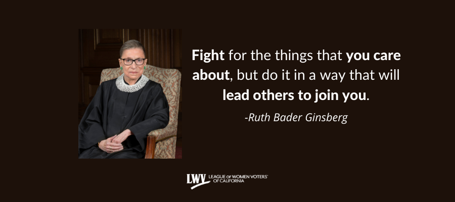 Supreme Court Justice Ruth Bader Ginsberg, RGB, equality, Stephanie Doute, LWVC