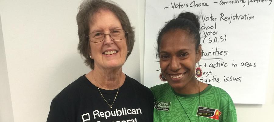 LWVC Board Director Martha Cox with New Irex Community Solutions Fellow Fredah Joses Fredha Joses Irex Fellow, Community Solutions, Papua New Guinea, elections, democracy