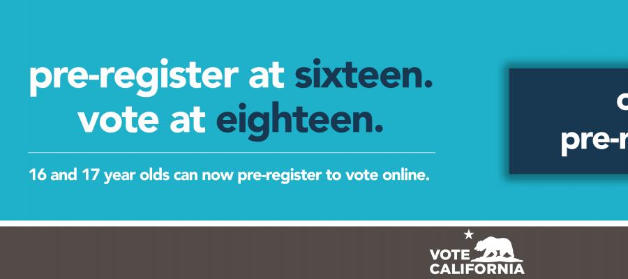 pre-registration image for young voters, elections, california, vote