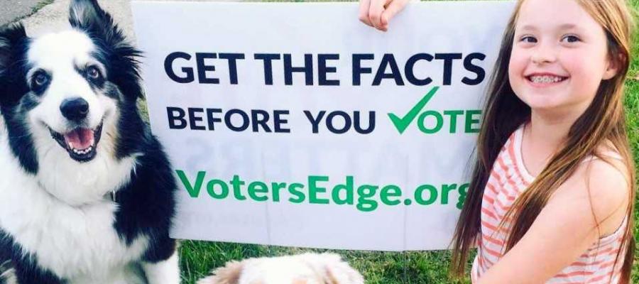 voter's edge lawn signs wth dogs