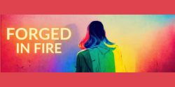 Forged in Fire (colorful image with person, back turned, as focal point)