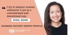Nina Senn, Oakland, Women's History Month, mentoring, League of Women Voters, California