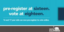 pre-registration image for young voters, elections, california, vote